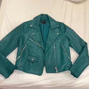 Bershka Green Leather Jacket